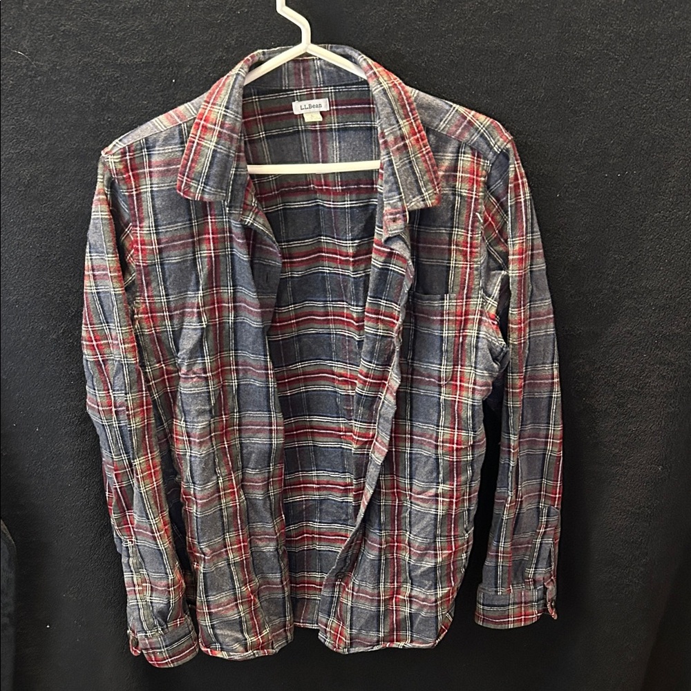 L.L. Bean Red and Gray Plaid Shirt